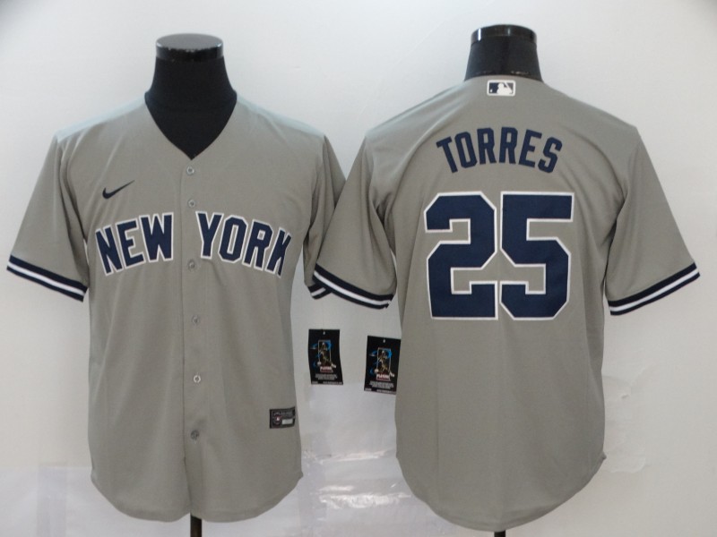 Nike MLB New York Yankees #25 Torres Grey Game Jersey