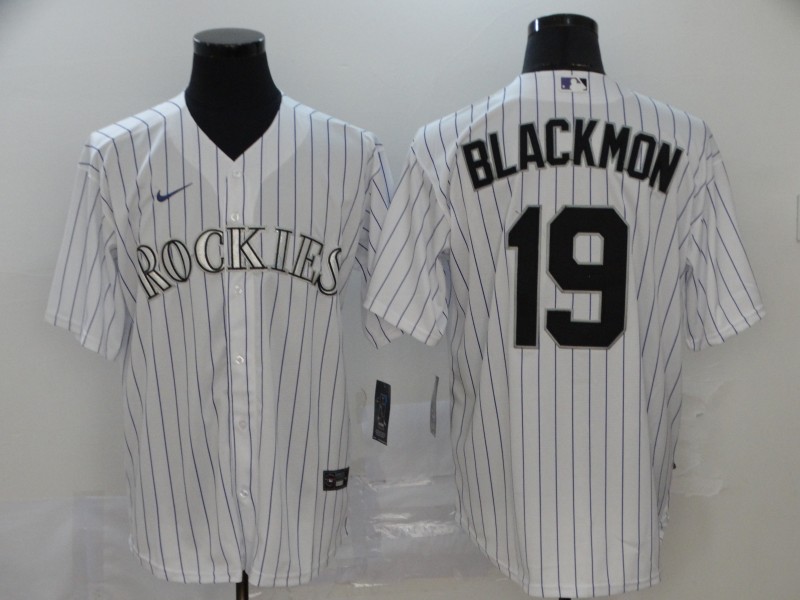 Nike MLB Colorado Rockies #19 Blackmon White Game Jersey