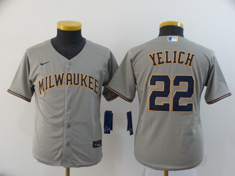 Nike MLB Milwaukee Brewers #22 Yelich Kids Jersey