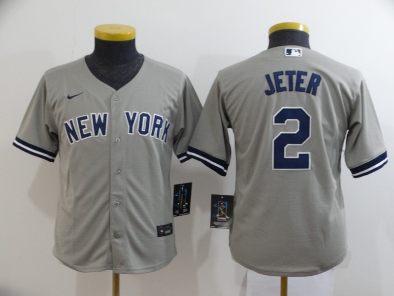 Nike MLB New York Yankees #2 Jeter Grey Kids Jersey