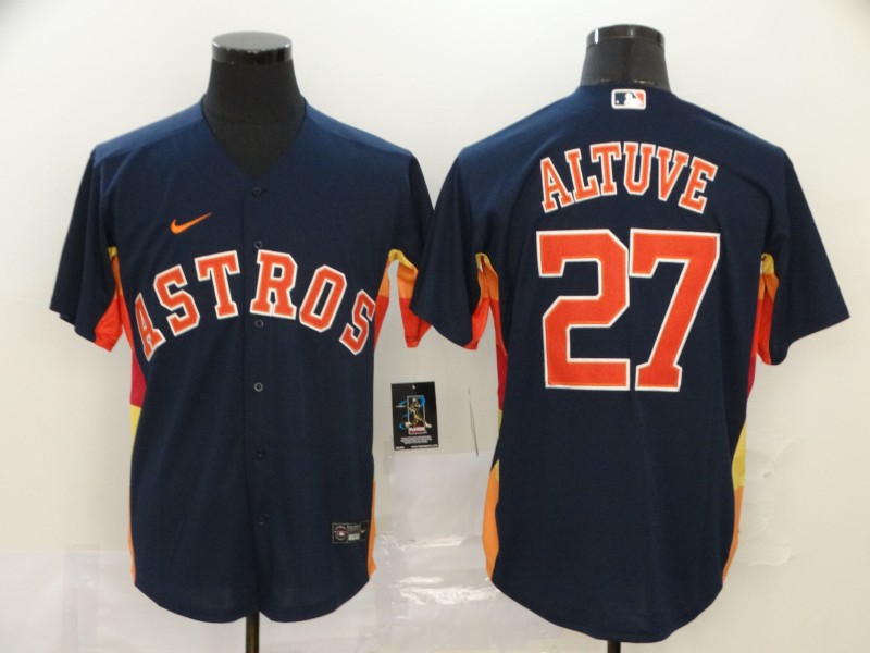 Nike MLB Houston Astros #27 Altuve Blue Game Jersey