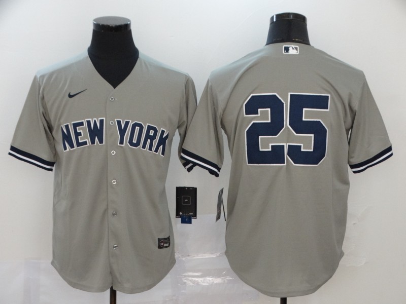 Nike MLB New York Yankees #25 Grey Game Jersey