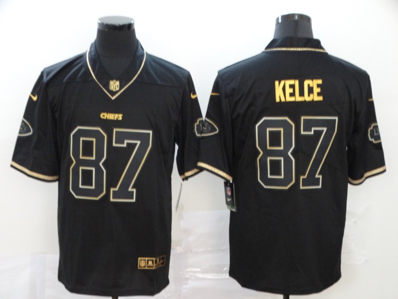NFL Kansas City Chiefs #87 Kelce Black Gold Jersey