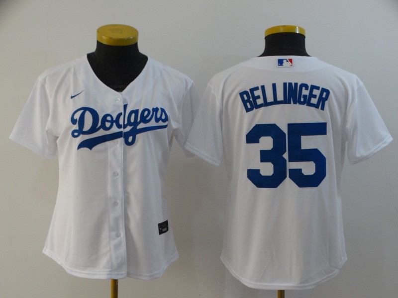 Nike MLB Los Angeles Dodgers #35 Bellinger White Women Jersey