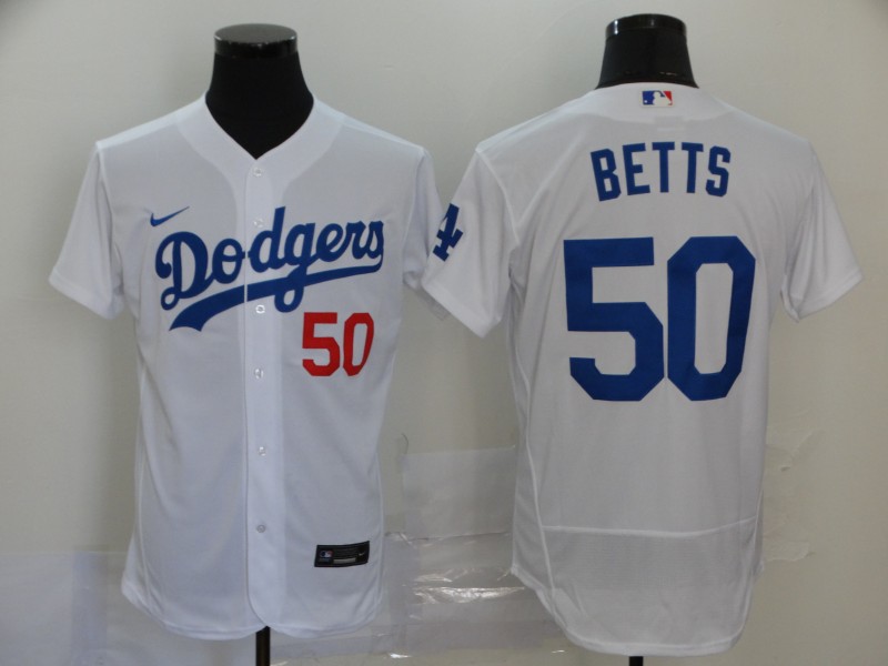 Nike MLB Los Angeles Dodgers #50 Betts Elite White Jersey