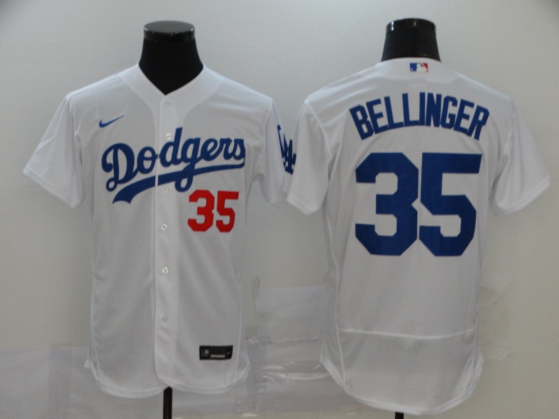 Nike MLB Los Angeles Dodgers #35 Bellinger White Elite Jersey