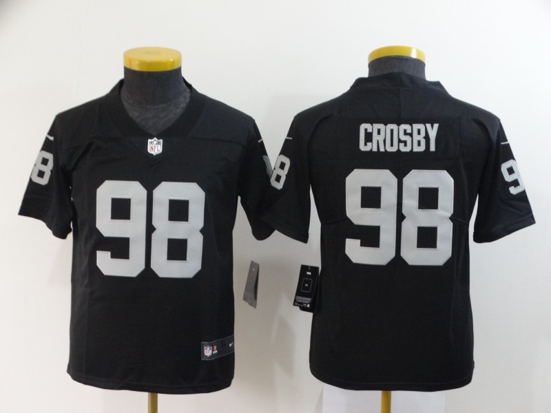 Kids Oakland Raiders #98 Crosby Black Vapor Limited Jersey