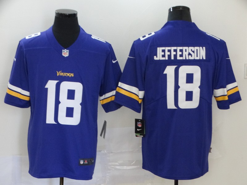 NFL Minnesota Vikings #18 Jefferson Purple Vapor Limited Jersey