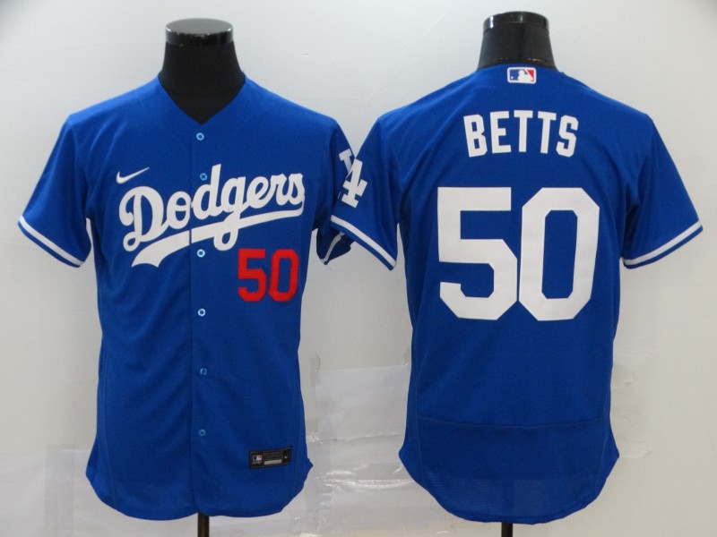 Nike MLB Los Angeles Dodgers #50 Betts Elite Blue Jersey