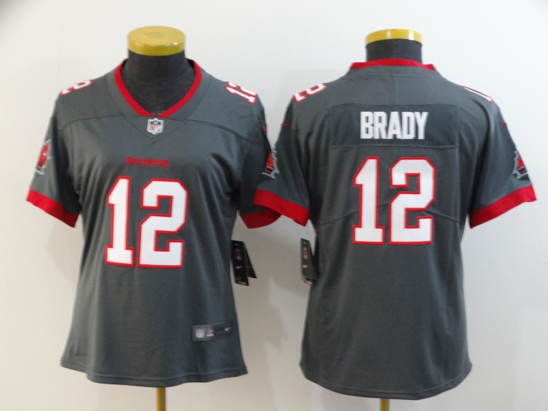 Womens New England Patriots #12 Brady New Grey Limited Jersey