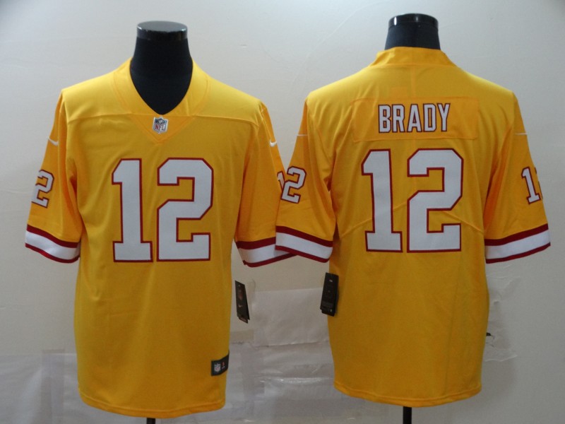 NFL Tampa Bay Buccaneers #12 Brady Yellow Vapor Limited Jersey