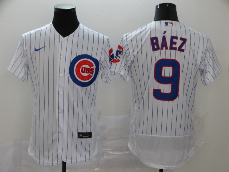Nike MLB Chicago Cubs #9 Baez White Elite Jersey