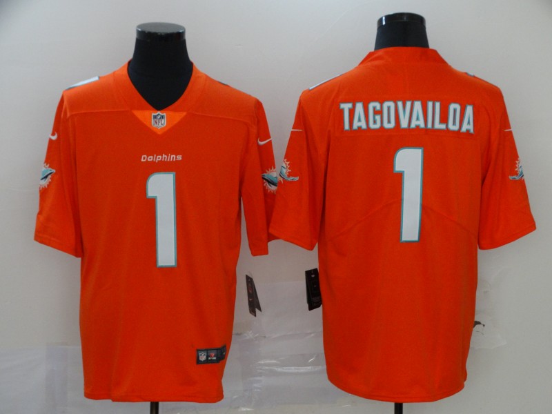 NFL Miami Dolphins #1 Tagovailoa Orange Vapor Limited Jersey