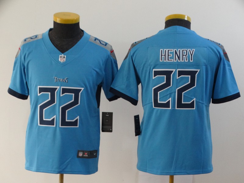 Kids NFL Tennessee Titans #22 Henry L.Blue Jersey