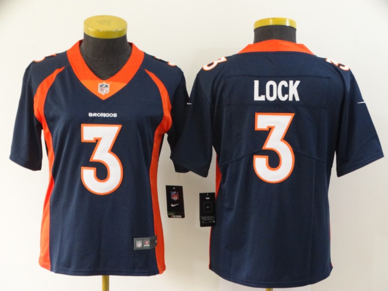 Womens NFL Denvor Broncos #3 Lock Blue Limited Jersey
