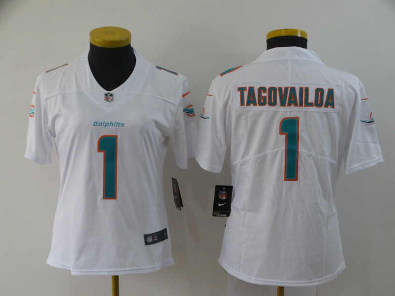 Womens NFL Miami Dolphins #1 Tagovailoa White Limited Jersey