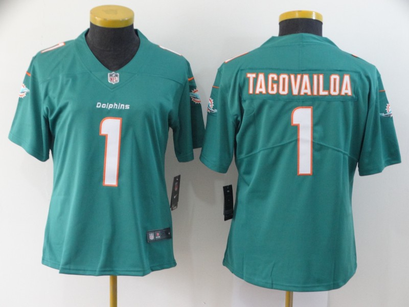 Womens NFL Miami Dolphins #1 Tagovailoa Green Limited Jersey