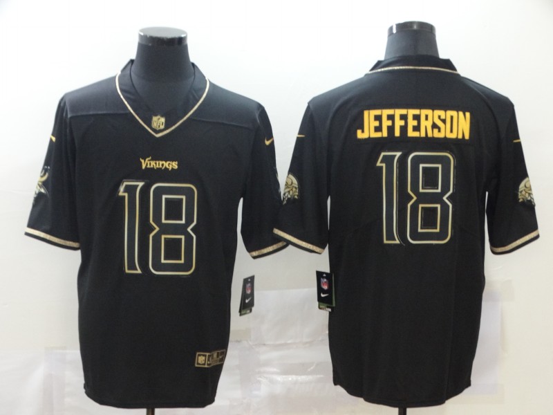 NFL Minnesota Vikings #18 Jefferson Black Gold Limited Jersey