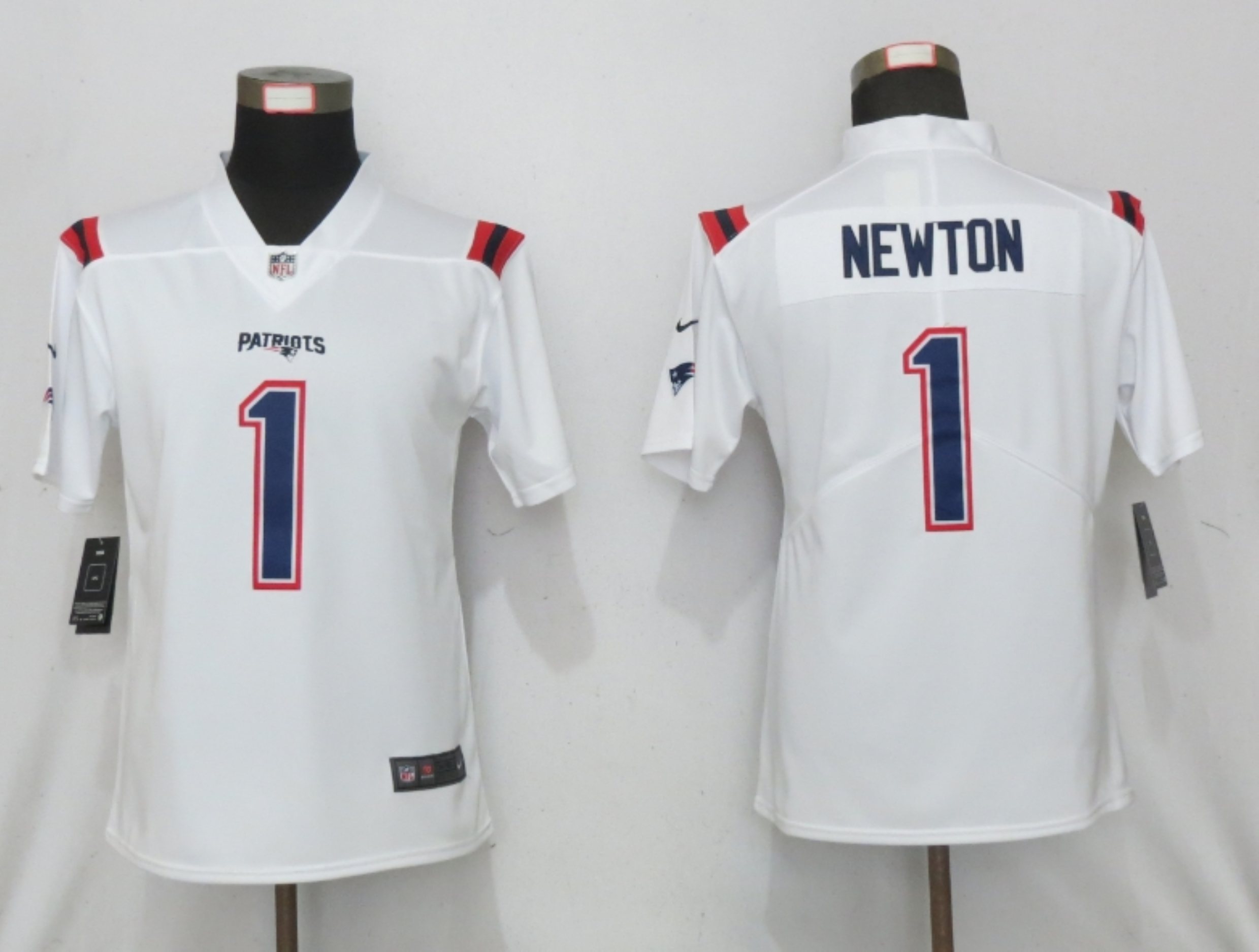 Women New Nike New England Patriots #1 Newton White Limited Jersey
