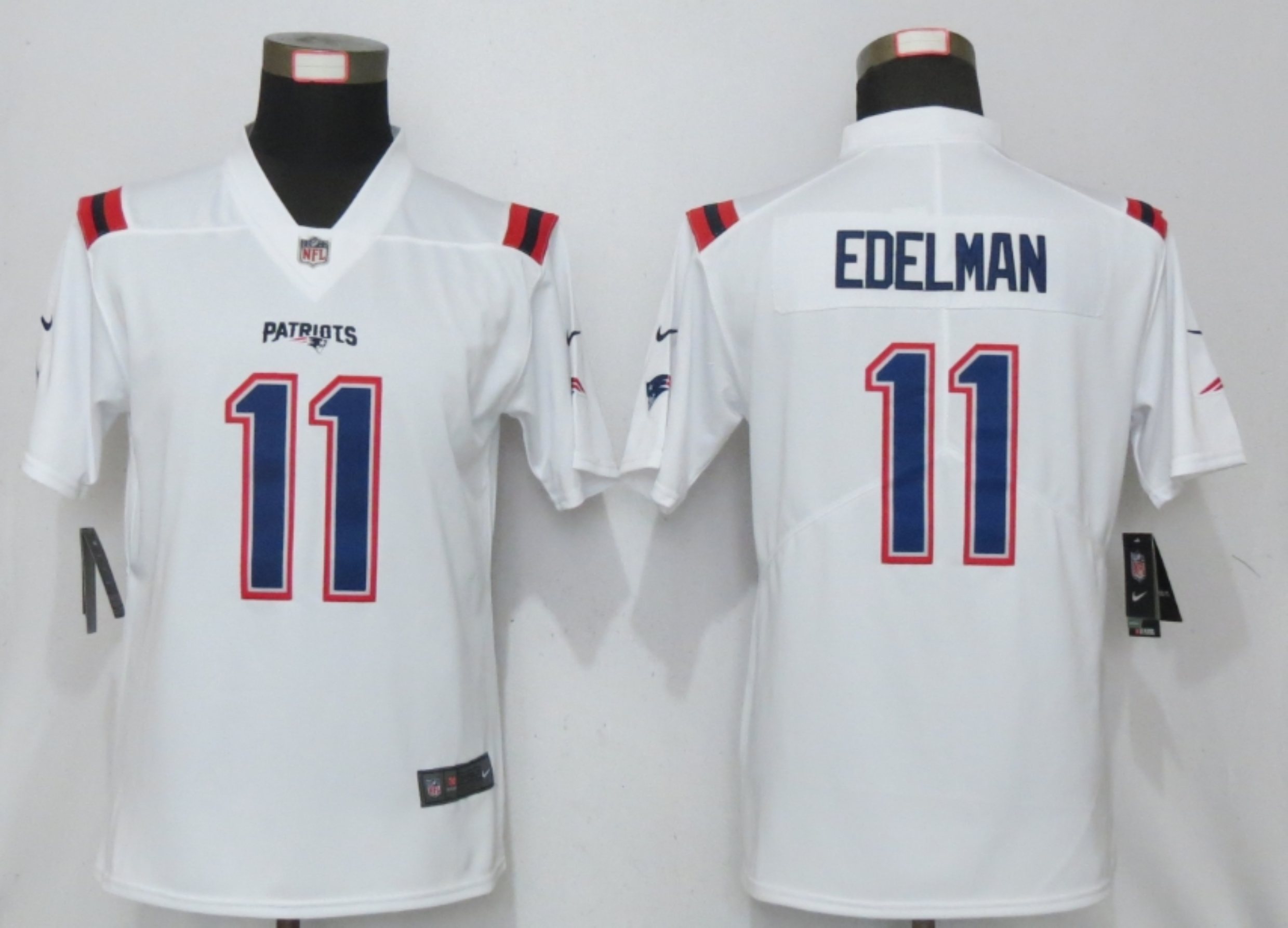 Women Nike New England Patriots #11 Edelman Nike White Alternate Vapor Jersey