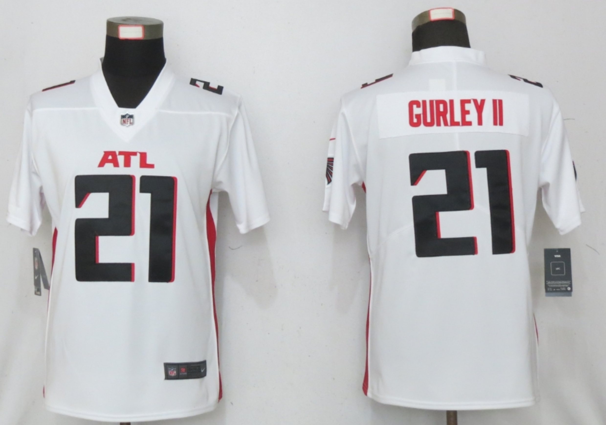 Women New Nike Atlanta Falcons 21 Gurley II White Limited Jersey