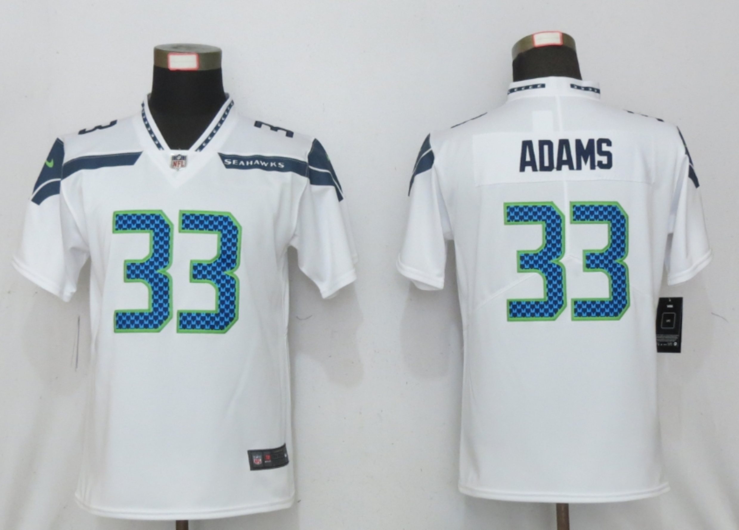 Womens Nike NFL Seattle Seahawks #33 Adams White Vapor Limited White Jersey