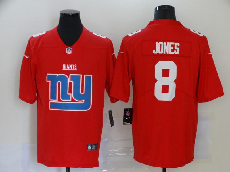 NFL New York Giants #8 Jones Red Team Logo Fashion Jersey