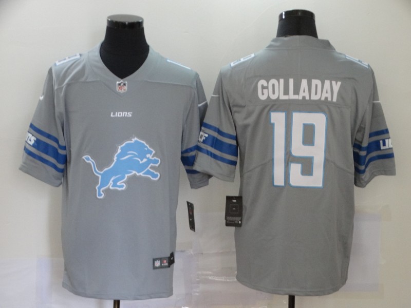 NFL Detroit Lions #19 Golladay Grey Team Logo Fashion Jersey