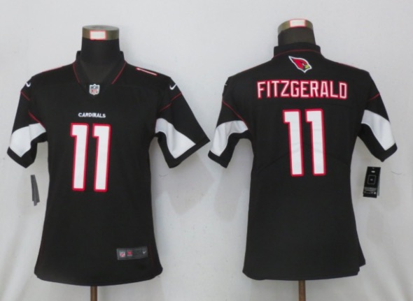 Women New Nike Arizona Cardinals 11 Fitzgerald Black Vapor Red Jersey