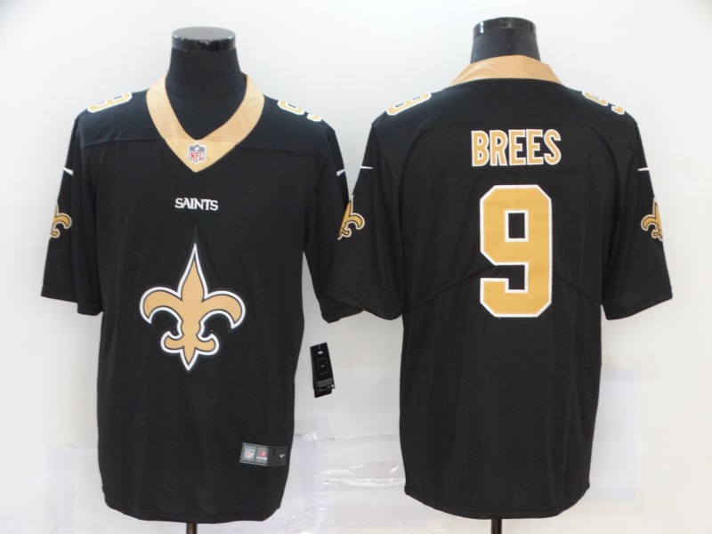NFL New Orleans Saints #9 Brees Black Team Logo Fashion Jersey