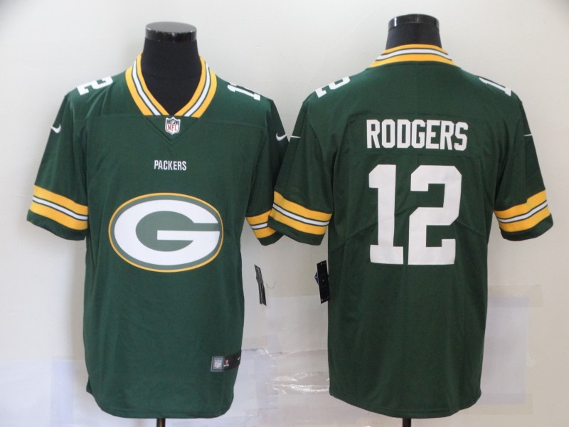 NFL Green Bay Packers #12 Rodgers Green Team Logo Fashion Jersey