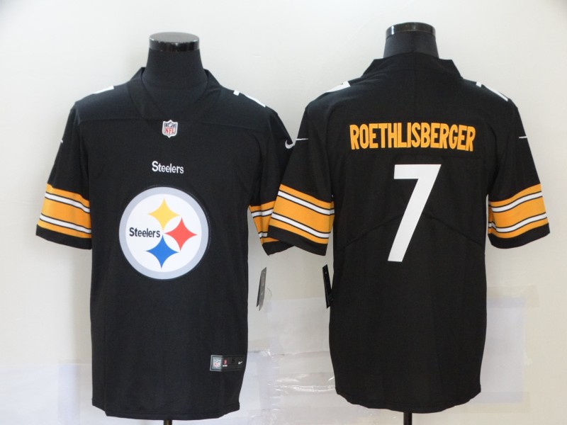 NFL Pittsbugher Steelers #7 Roethlisberger Black Team Logo Fashion Jersey