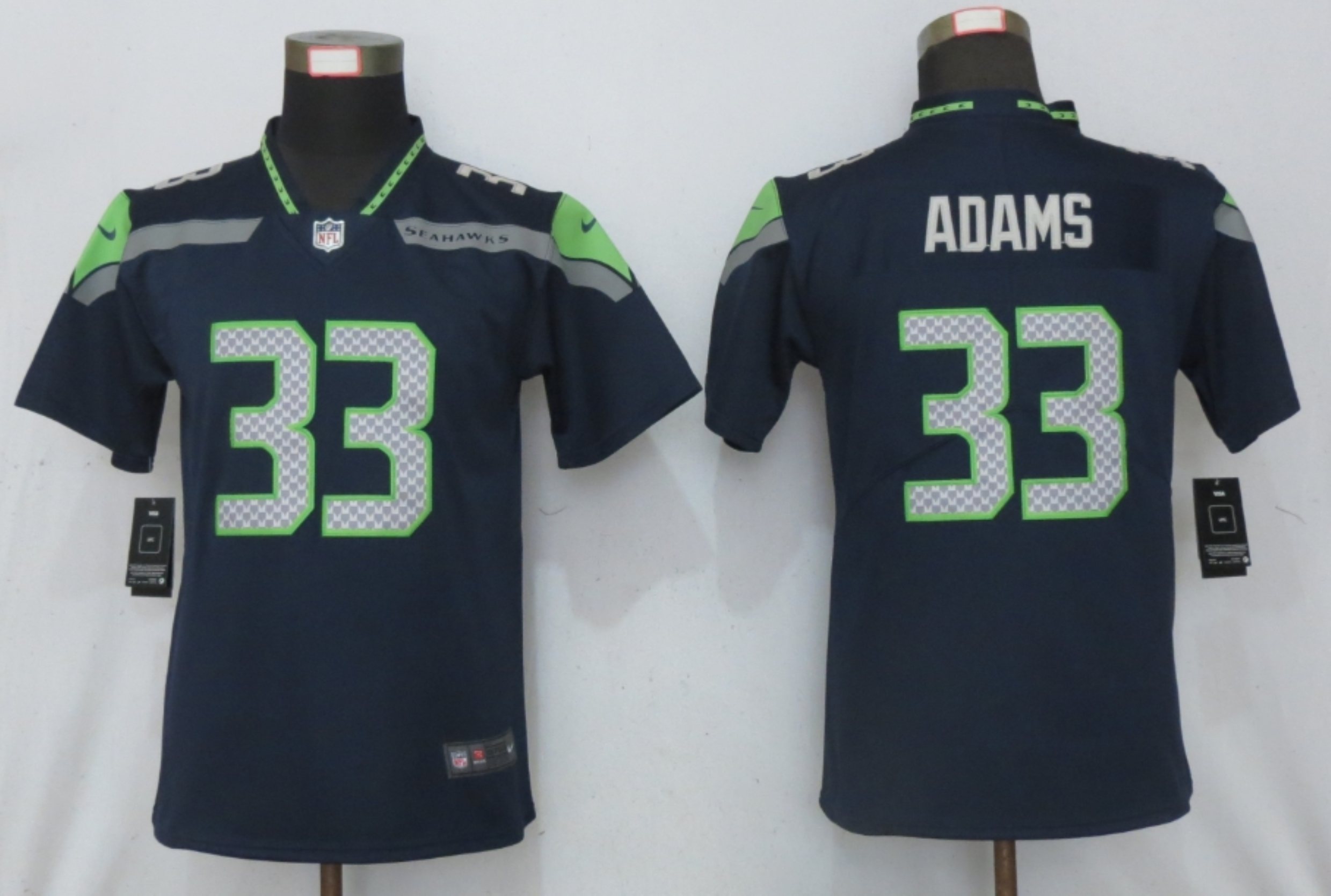 Women Nike NFL Seattle Seahawks #33 Adams Blue Vapor Limited White Jersey