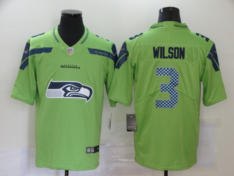 NFL Seattle Seahawks #3 Wilson Green Team Logo Fashion Jersey