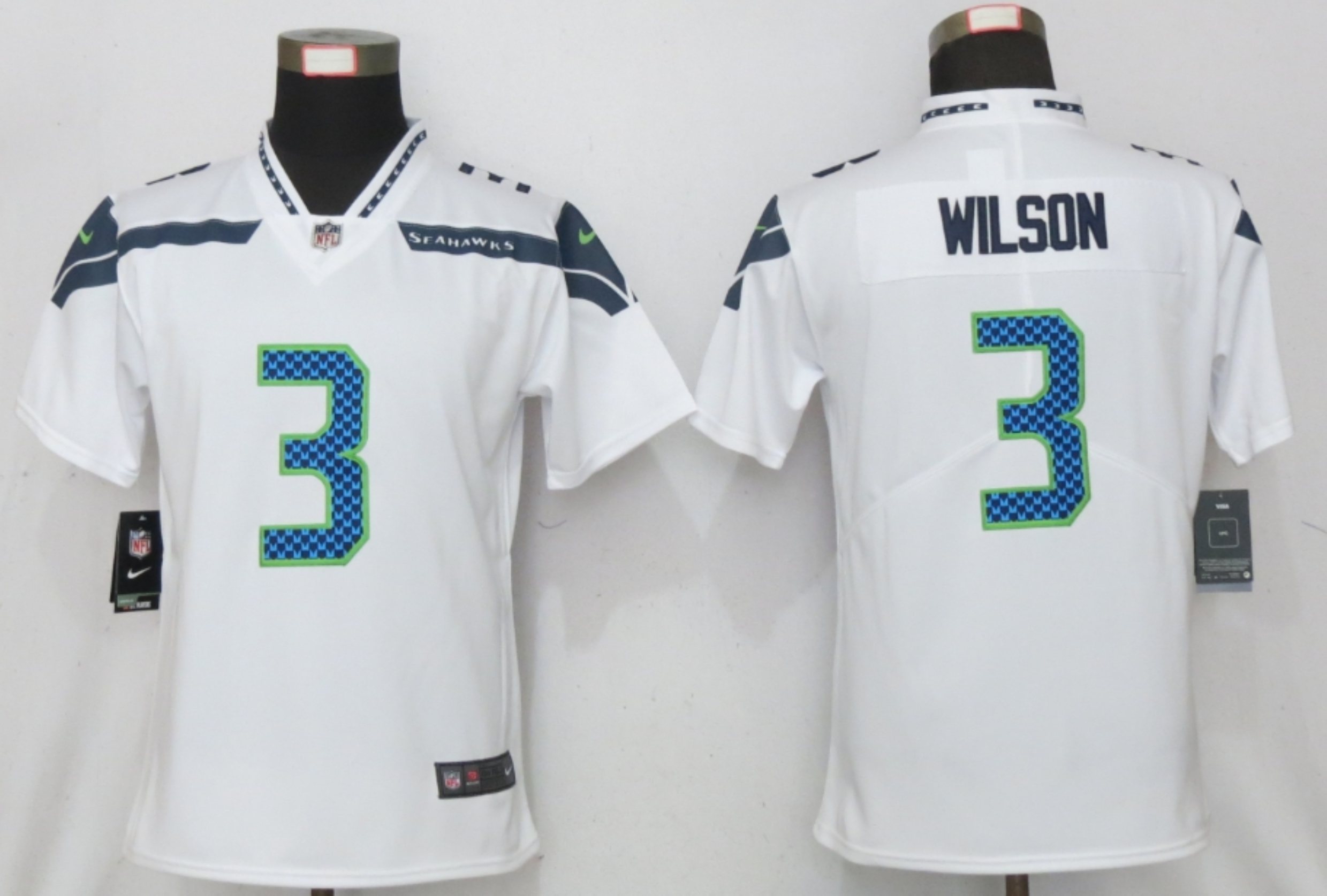 Womens Nike NFL Seattle Seahawks #3 Wilson White Vapor Untouchable Limited Jersey