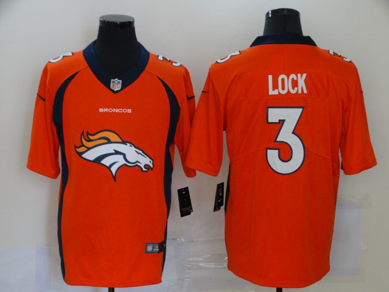 NFL Denver Broncos #3 Lock Orange Team Logo Fashion Jersey