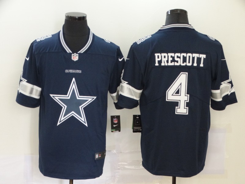 NFL Dallas Cowboys #4 Prescott Team Logo Fashion Jersey