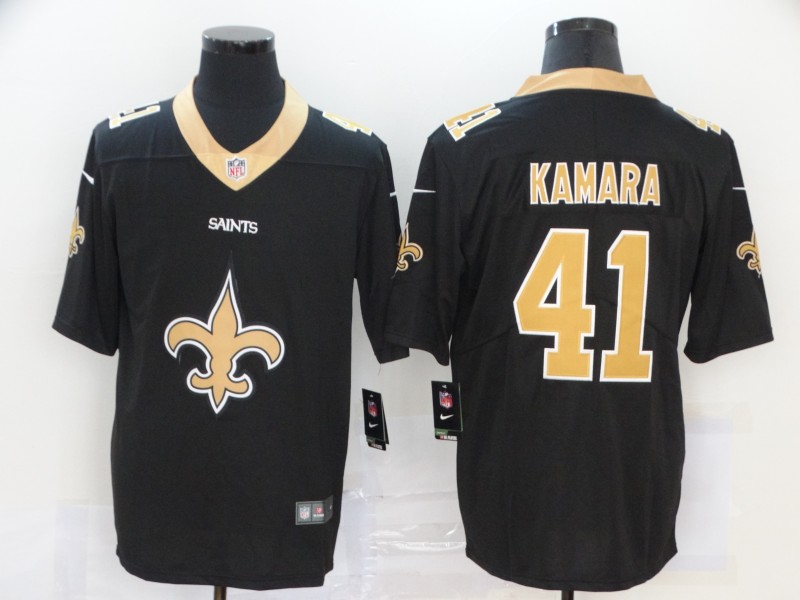 NFL New Orleans Saints #41 Kamara Black Team Logo Fashion Jersey