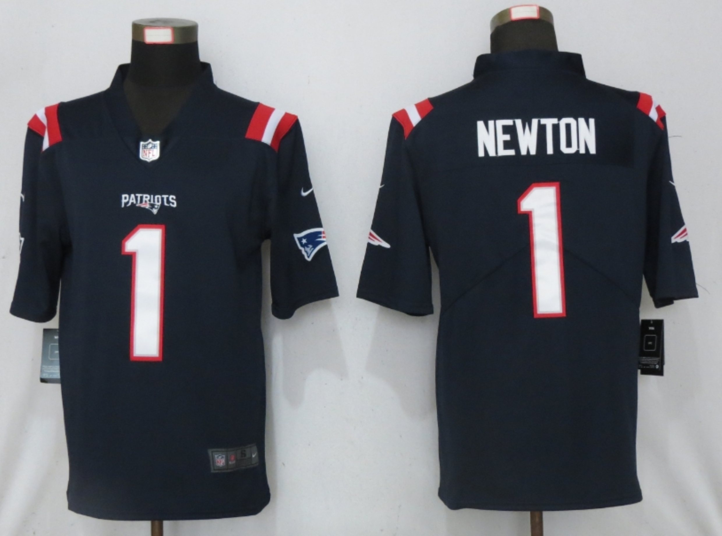 New Nike New England Patriots 1 Newton Nike Blue Game Jersey