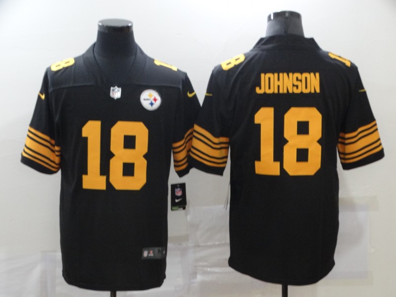 NFL Pittsburgh Steelers #18 Johnson Black Color Rush Limited Jersey