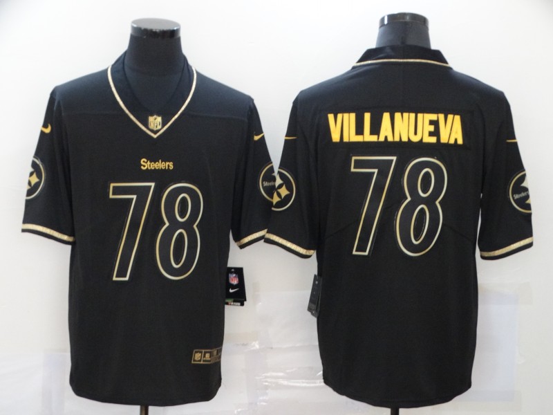 NFL Pittsburgh Steelers #78 Villanueva Black Salute to Service Jersey