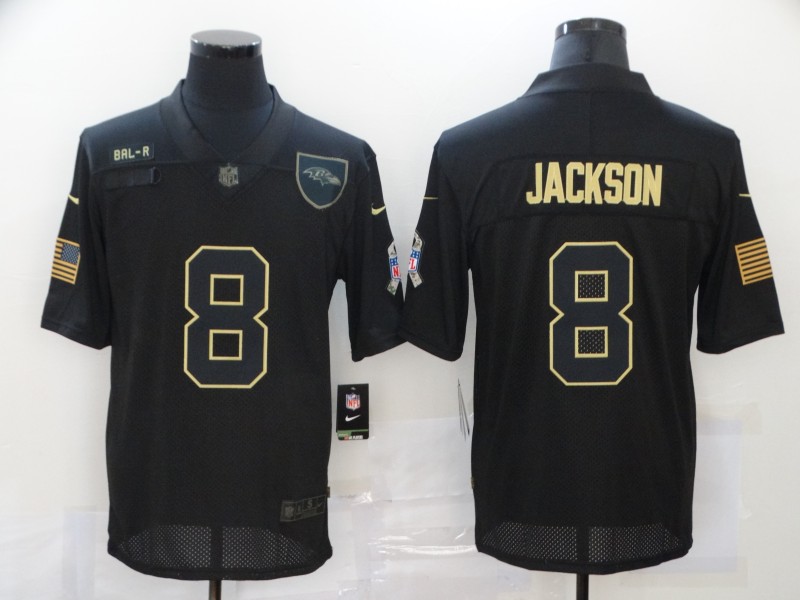NFL Baltimore Ravens #8 Jackson Black Salute to Service Jersey