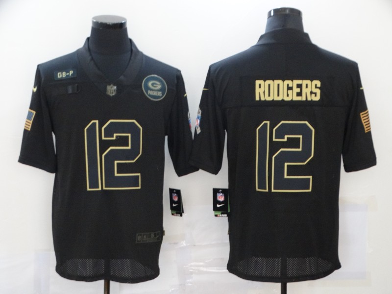 NFL Green Bay Packers #12 Rodgers Black Salute to Service Jersey