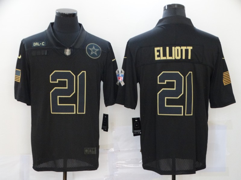 NFL Dallas Cowboys #21 Elliott Black Salute to Service Jersey