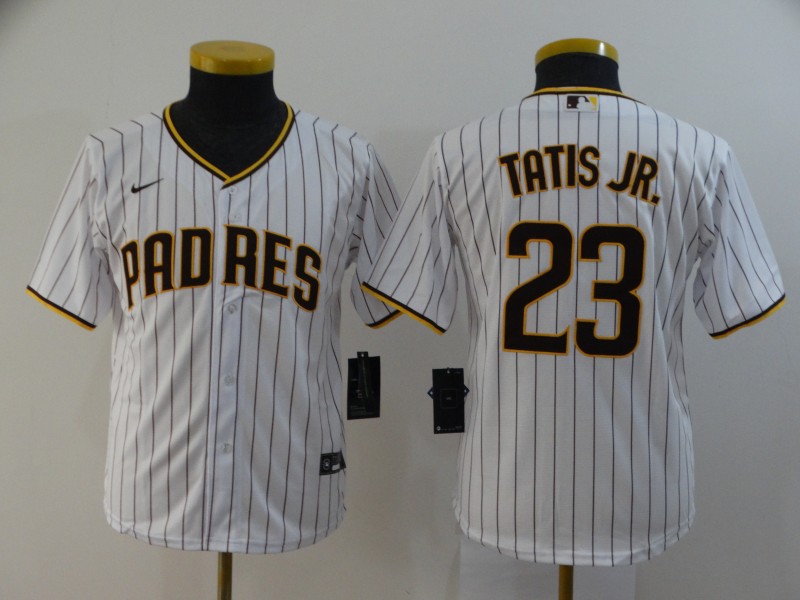 Kids MLB San Diego Padres #23 Tatis JR. White Jersey