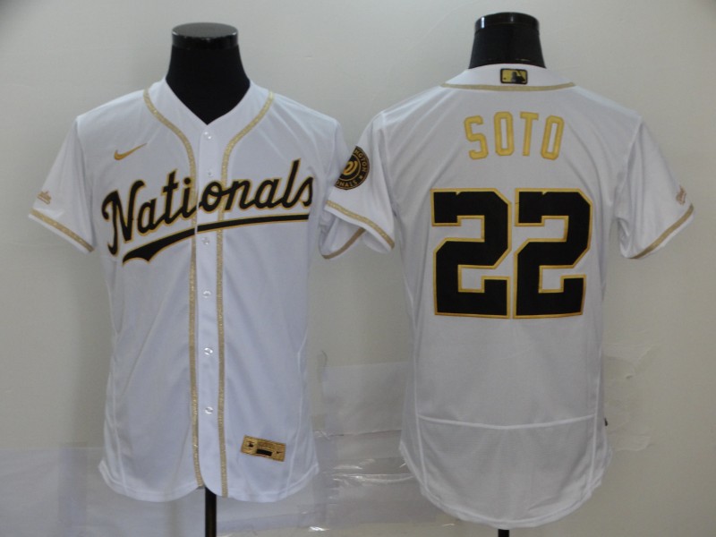 MLB Washington Nationals #22 Soto White Gold Elite Jersey