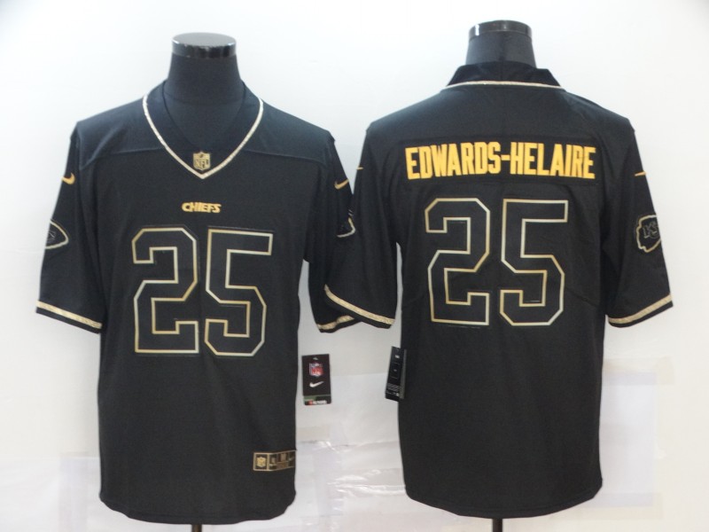 NFL Kansas City Chiefs #25 Edwards-Helaire Black Salute to Service Jersey