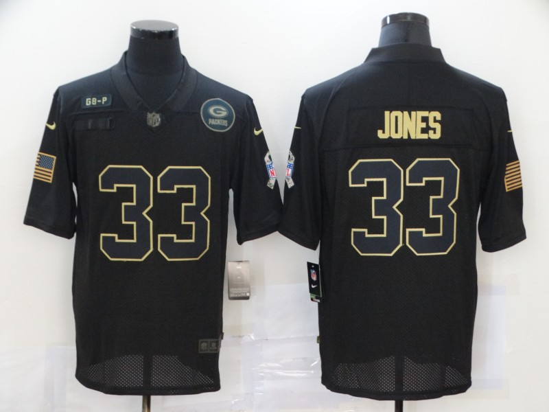 NFL Green Bay Packers #33 Jones Black Salute to Service Jersey