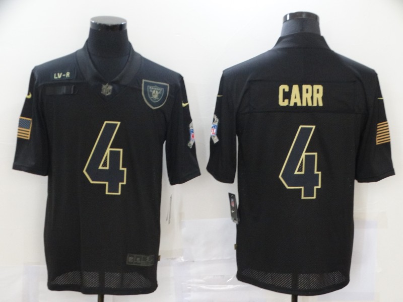 NFL Oakland Raiders #4 Carr Black Salute to Service Jersey