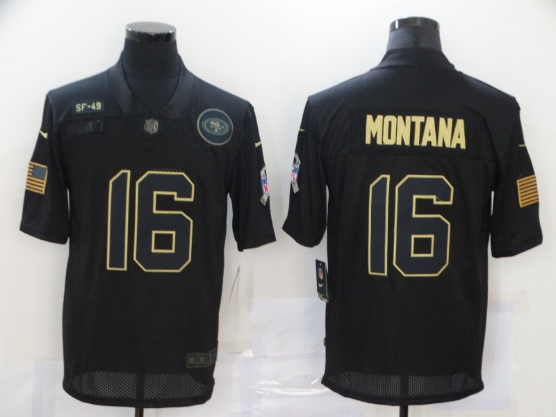 NFL San Francisco 49ers #16 Montana Black Salute to Service Jersey